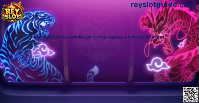 Visualización de detalles del código, reglas y rollover del bono Rey Slot